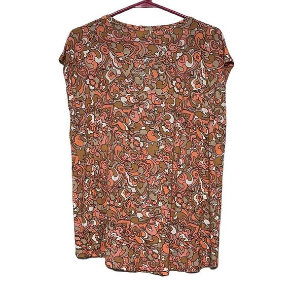 Michael Kors Top Woman's Size Medium Short Cap Sleeve Round Neck Viscose Retro - Picture 5 of 7